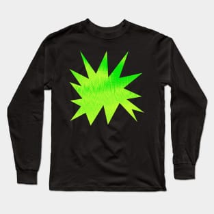 Neon Green and Yellow Zine Style Halftone  Burst Design Long Sleeve T-Shirt